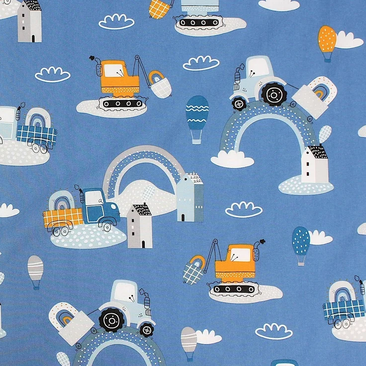 TupTam Baby Wickeltischauflage mit Baumwollbezug Gemustert, Farbe: Traktoren/Regenbögen/Blau, Größe: 75x85 cm – Bild 6