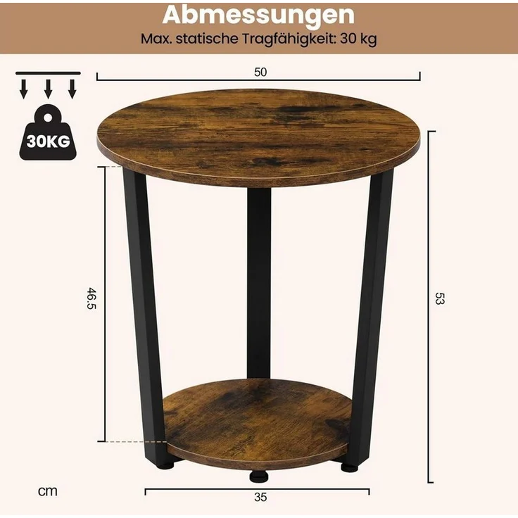 Woltu Couchtisch (1-St), Beistelltisch mit 2 Ablagen, aus Holzwerkstoff – Bild 2