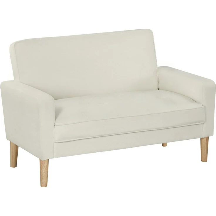 HOMCOM 2-Sitzer Sofa 130 cm Kleine Couch Polstersofa mit Armlehne, Samtoptik, Loungesofa 1 Teile, für Wohnzimmer, Schlafzimmer, Kleinen Raum, Cremeweiß – Bild 5