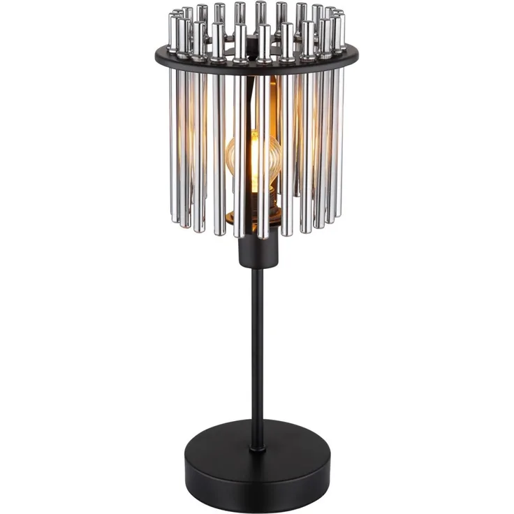 Tischleuchte, Metall, Glasstäbe, rauchfarben, E14, H 37,5 cm
