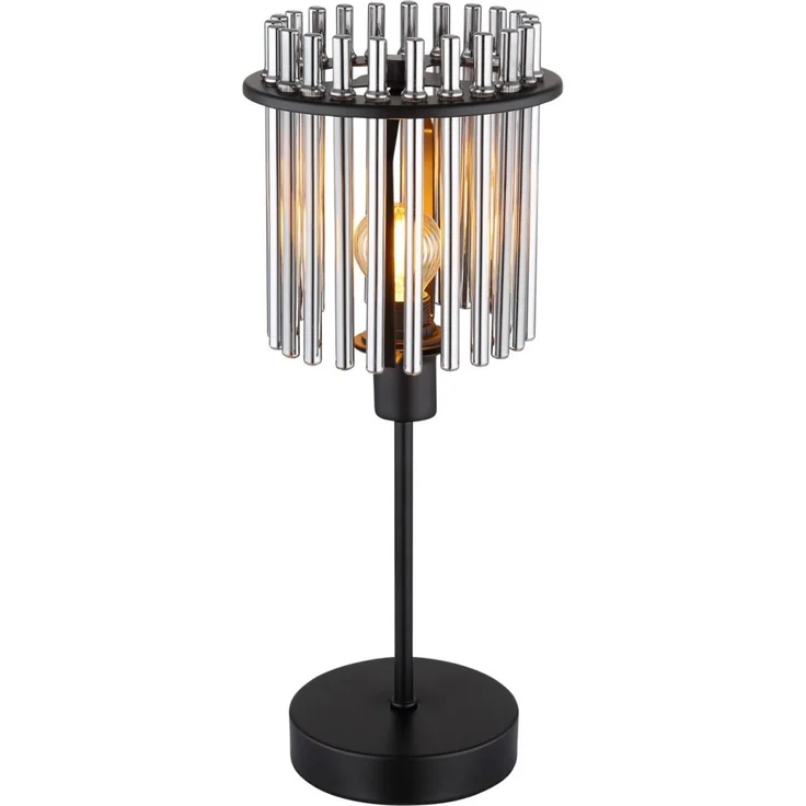 Tischleuchte, Metall, Glasstäbe, rauchfarben, E14, H 37,5 cm – Bild 1