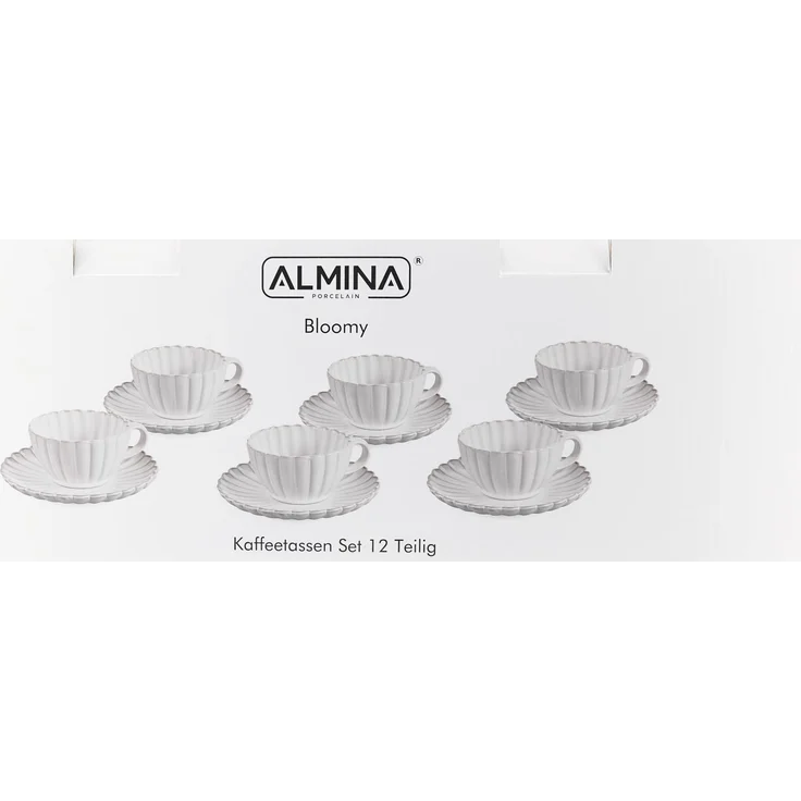 Bloomy Kaffeetassen-Set mit Untertellern 220 ml aus Porzellan - 12-tlg – Bild 5