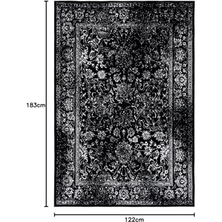 Safavieh Teppich 122x183 cm - Adirondack Collection - Transitional Design, Schwarz & Elfenbein, Pflegeleichte Synthetikmischung, Ideal für Wohnzimmer, Schlafzimmer, Büro – Bild 2