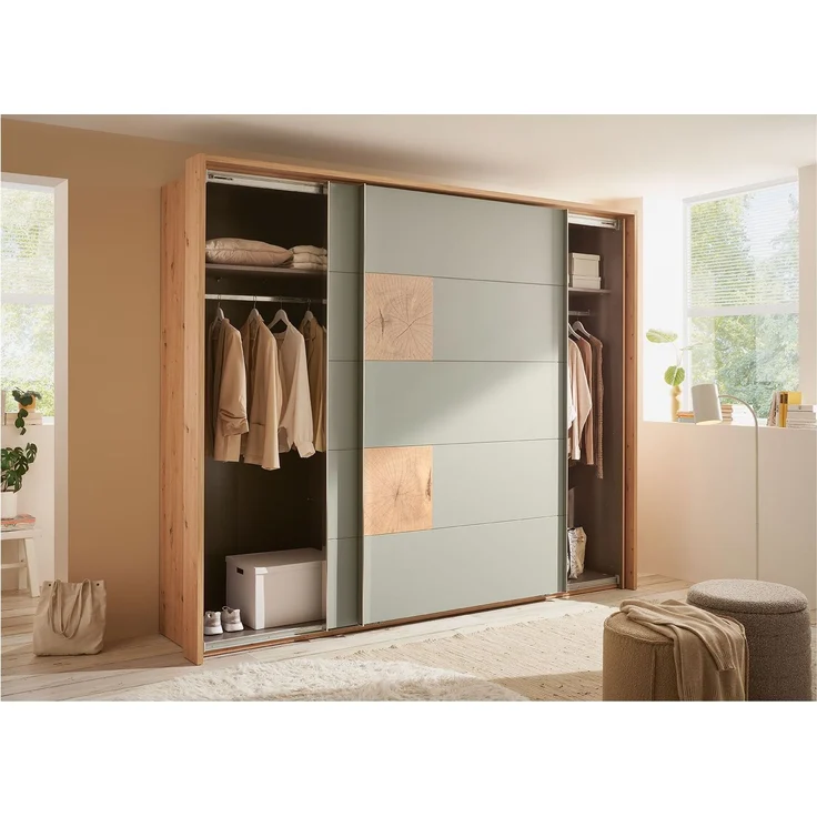 Schiebetürenschrank LIV'IN Simada, Holzwerkstoff, Grün, 270 x 226 x 60 cm – Bild 2