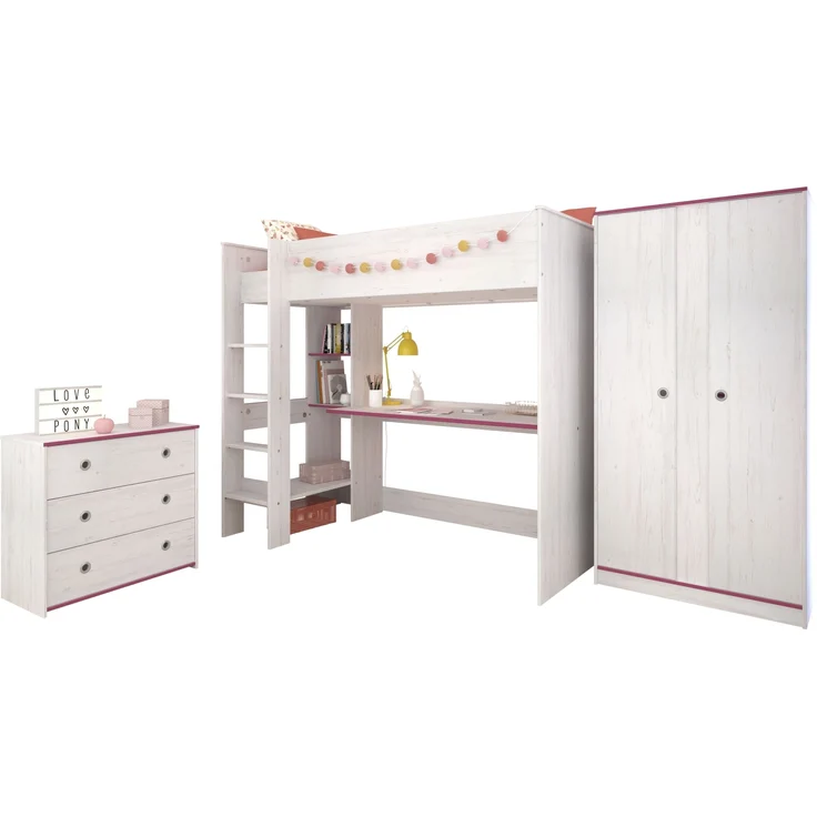 Jugendzimmer-Set >Smoozy 28a Blau< in Kiefer Weiss (Nachbildung) – Bild 4