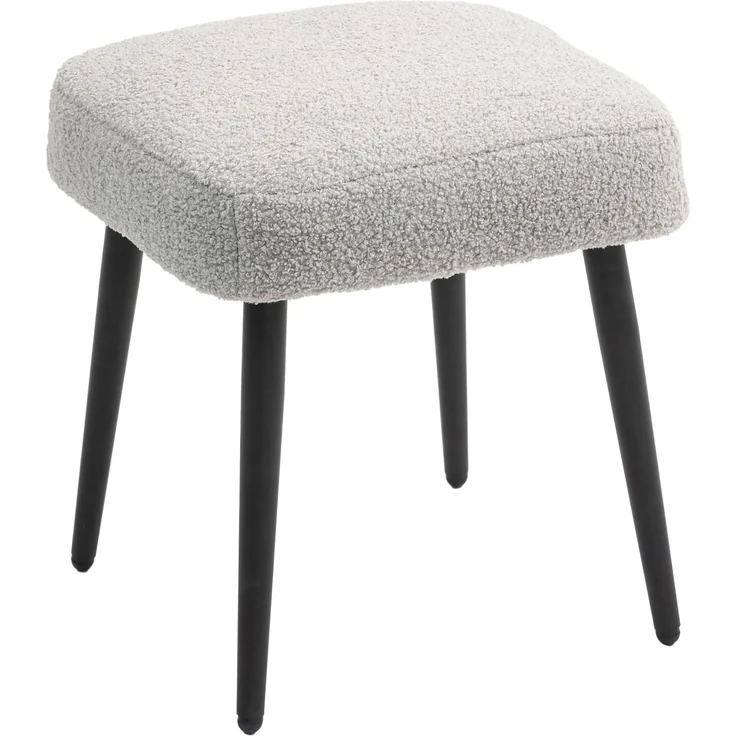 Hocker, Fußstütze, gepolsterter Sitz, Kaschmir-Optik, Stahlbeine, 42 x 42 x 44 cm, Hellgrau--Hellgrau--42x42x44cm--YOUDENOVA – Bild 2