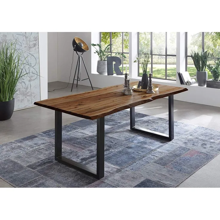 Esstisch Baumkante Massiv Akazie nussbaum 200 x 100 schwarz NIAH 61841668