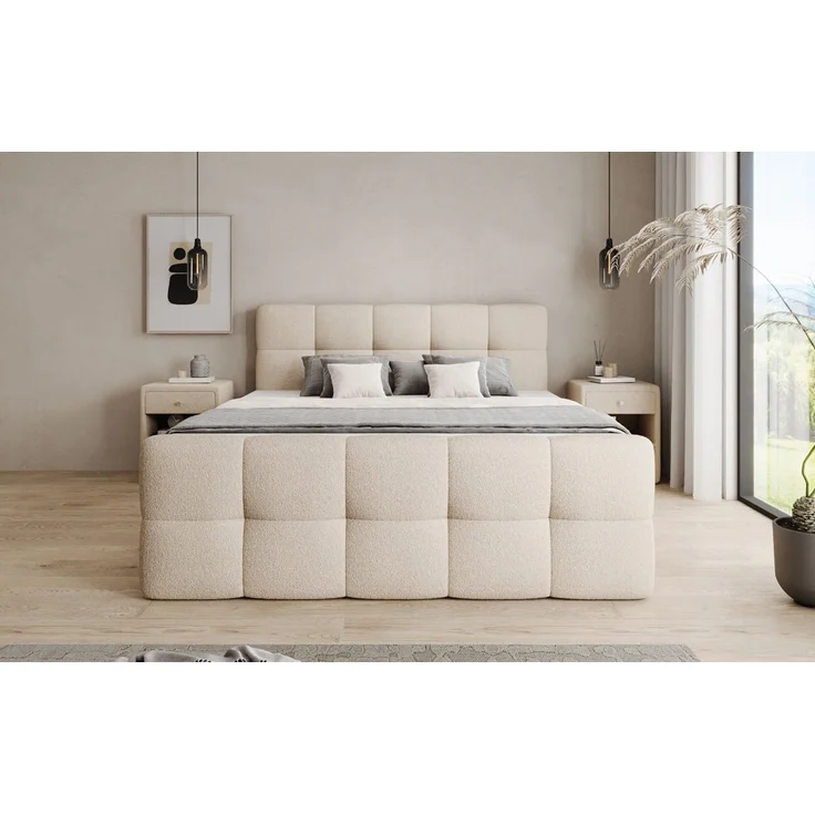 Luxusbetten24 Boxspringbett Cozy in Teddy Bouclé, mit Stauraum, inklusive Topper – Bild 3