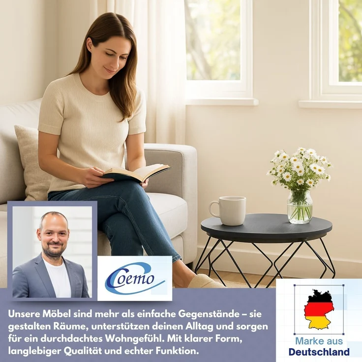 Coemo Couchtisch Duett 2-er Set stillvolle Metallbeine in Schwarz – Bild 7