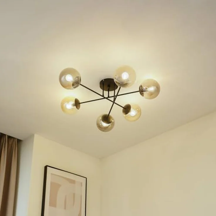 Lindby Deckenlampe Isamer, 6-flammig in Schwarz, Metall, E14, moderne Deckenleuchte für Wohnzimmer – Bild 3