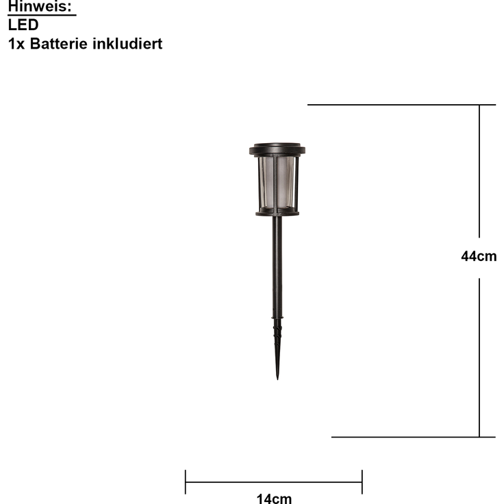 LED Solarlampe ,Alippa' zur Wegbeleuchtung, Dämmerungssensor, schwarz, H 44cm – Bild 3