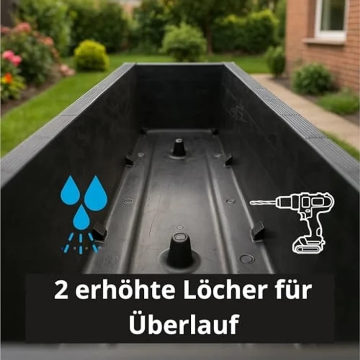 BigDean Blumenkasten mit abnehmbarem Untersetzer Anthrazit 80 cm lang - Balkonkasten (Set, 3 St, Blumenkasten + Untersetzer), Erhöte Ablauflöcher, Stilvoll, Wetterfest, Moderne Optik – Bild 4