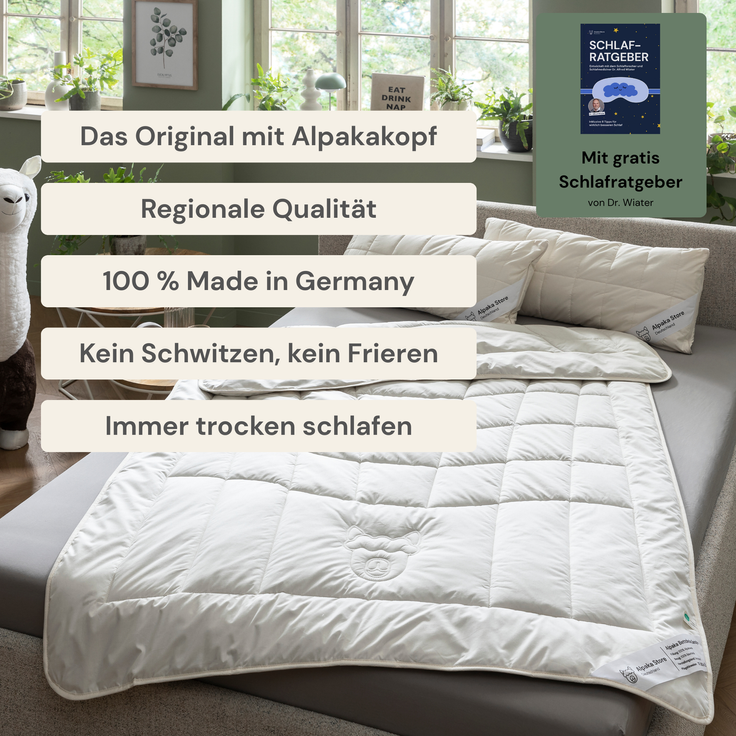 Alpaka Bettdecke "Alpaka Store Deurtschland", 4-Jahreszeiten, 100% Alpakawolle, 155 x 220 cm – Bild 2