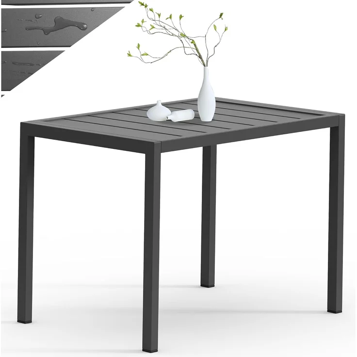 Mucola Gartentisch Aluminium Beistell Balkontisch rechteckig wetterfest Anthrazit Tisch Outdoor hitze- und wetterbeständig Terrassentisch – Bild 1