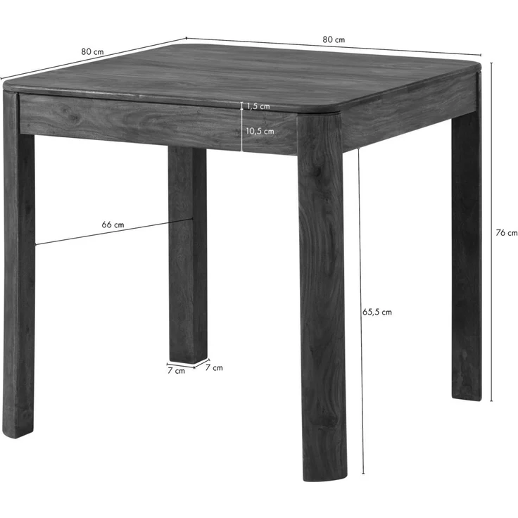 Esstisch Sheesham 80x80x76 smoked cherry gebeizt TORONTO #157 – Bild 5