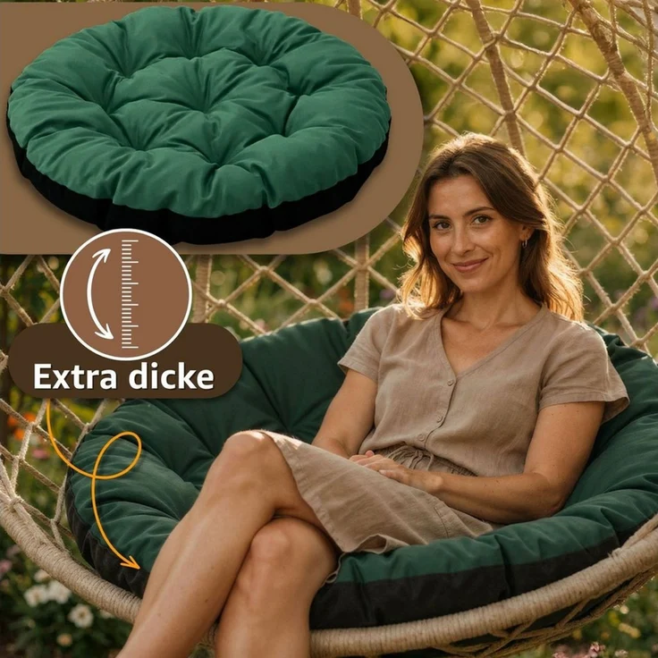 Amazinggirl Sitzkissen Papasansessel Kissen Hängesessel 100cm - Polster für Korbsessel – Bild 3