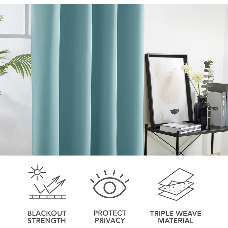 Deconovo Verdunkelungsvorhang Kälteschutz Gardinen Schlafzimmer Vorhang Blickdicht, 260x140 cm(HöhexBreite), Himmelblau, 2er Set – Bild 7