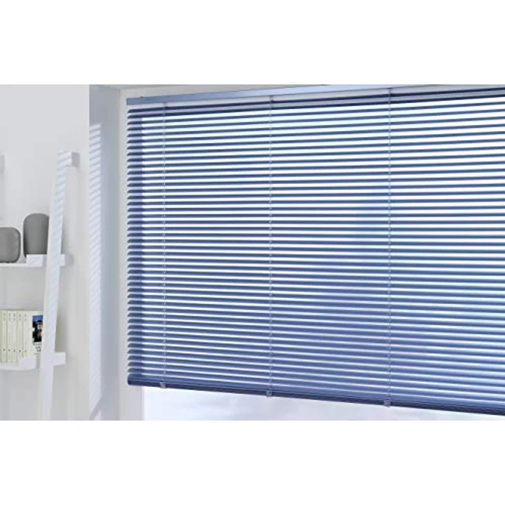 Deco Company Alu-Jalousie ohne Bohren, Zum Klemmen, Inkl. Klemmträgern, Sichtschutz, Lichtschutz, Blendschutz, Aluminium-Jalousie, Silber-Blau, 160x175 cm – Bild 13