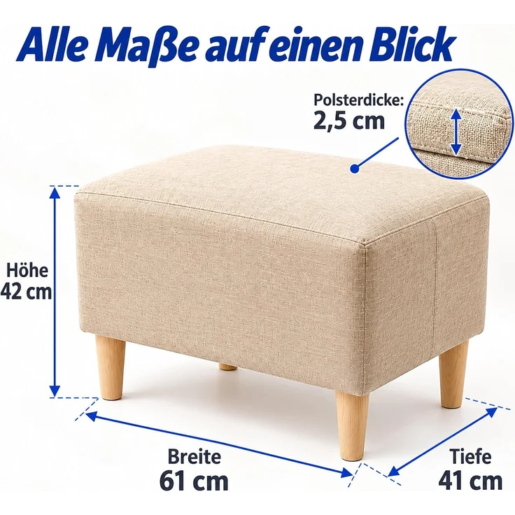 Relaxdays Fußhocker gepolstert – Bild 3