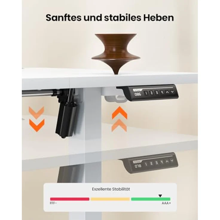 ErGear Elektrisch Höhenverstellbarer Schreibtisch 140x70 cm, Schreibtisch Höhenverstellbar mit 4 Memory-Funktion, Gaming Tisch mit Vierteilige Tischplatte – Bild 8