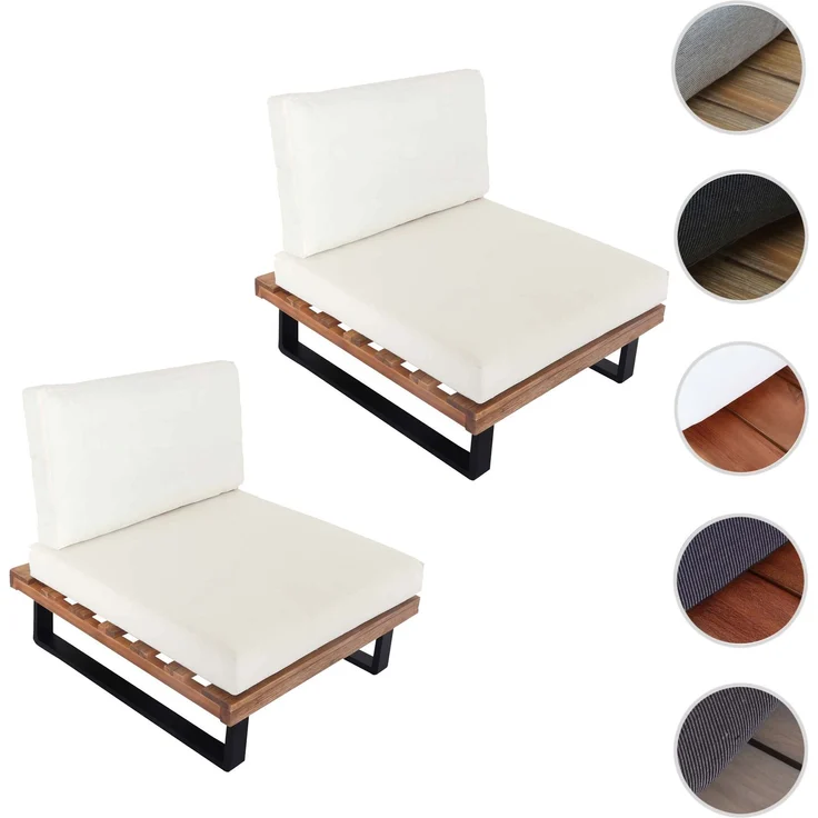 2er-Set Lounge-Sessel HWC-H54, Garten-Sessel, Spun Poly Akazie Holz FSC-zertifiziert Alu ~ hellbraun, Polster cremeweiß – Bild 10