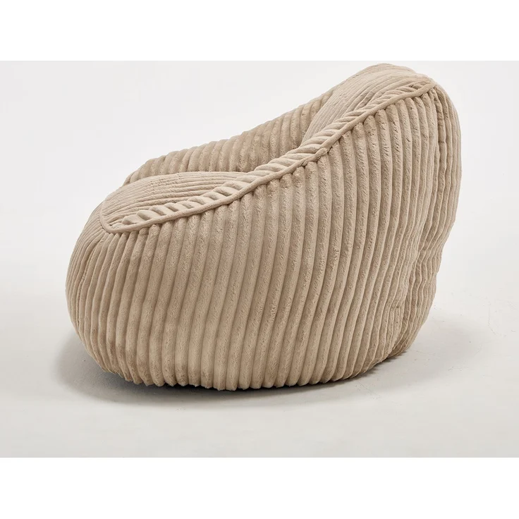 Bean Bag Stuhl mit Memory-Schaumstofffüllung, gestreifter Blasen-Plüsch, flauschig, gemütlich, gemütlicher Sofa für Wohnzimmer, Wohnungen und Schlafsäle--Kamelbraun--98x92x73cm--YOUDENOVA – Bild 8