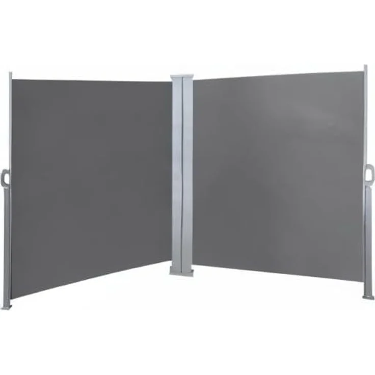 SVITA Doppelseitenmarkise ausziehbar freistehend Sichtschutz 600x160 cm Hellgrau – Bild 10