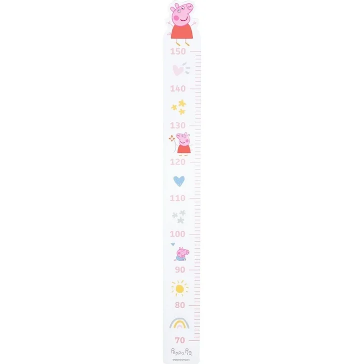 roba Messlatte 'Peppa Pig' - Skala von 70 cm bis 150 cm für Kinder - Holz - Weiß / Rosa – Bild 1