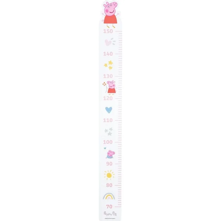 roba Messlatte 'Peppa Pig' - Skala von 70 cm bis 150 cm für Kinder - Holz - Weiß / Rosa