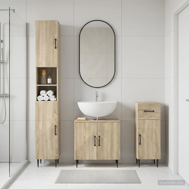 vidaXL 3-teiliges Badezimmer-Schranksystem HAARLEM Sonoma-Eiche 3417857 – Bild 1