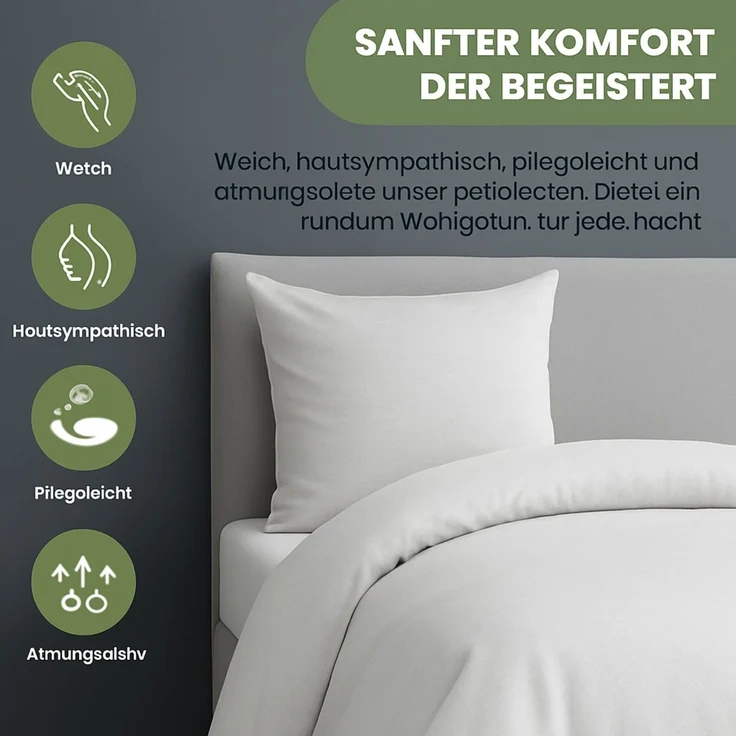 Julido Jersey Bettwäsche 155x220 80x80 Baumwolle Set Druckknopf weich Hellgrau – Bild 7