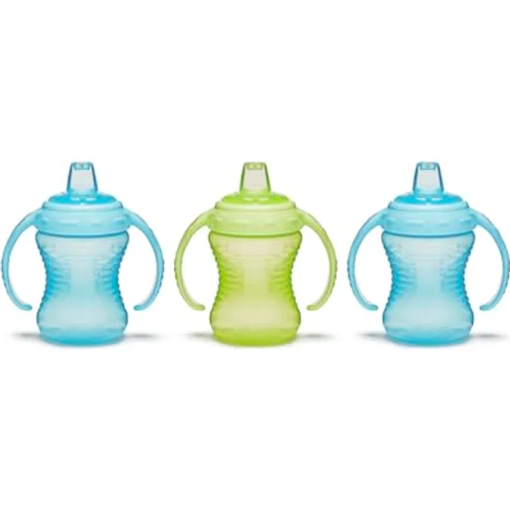 Munchkin Mighty Grip Trainer Cups | Trainer Toddler & Baby Bottle | BPA Free | Non Spill |Leakproof | Baby Weaning Cup from 6+ Months | Toddler Bottle 8oz/236ml| 3 Pack | Blue & Green – Bild 5