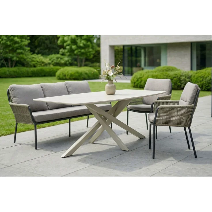 Gartentisch Concord Esstisch Terrassentisch 200x100x75cm sintered stone Taupe-Beige – Bild 5
