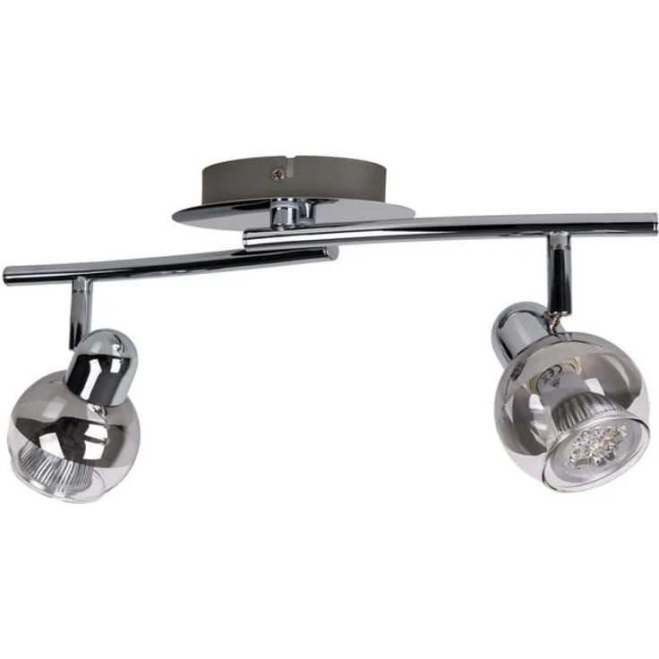 näve Deckenspots Boccia, LED wechselbar, Warmweiß, 2flg. incl. LED GU10 6W, chrom, Glasschirm, verstellbare Spots, l:41cm – Bild 4