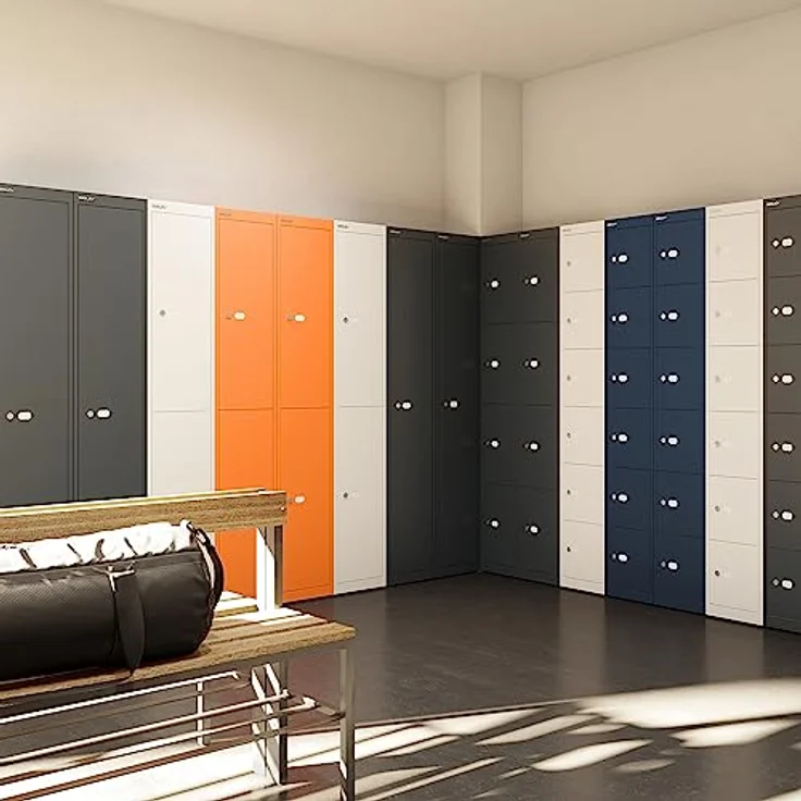 Bisley Garderobenschrank Office mit Schloss aus Stahlblech, 1 Fach mit Hutboden & Kleiderstange - Kleiderspind abschließbar, Spind Tiefe: 45,7 cm - Farbe: oxfordblau, CLK181-639 – Bild 7