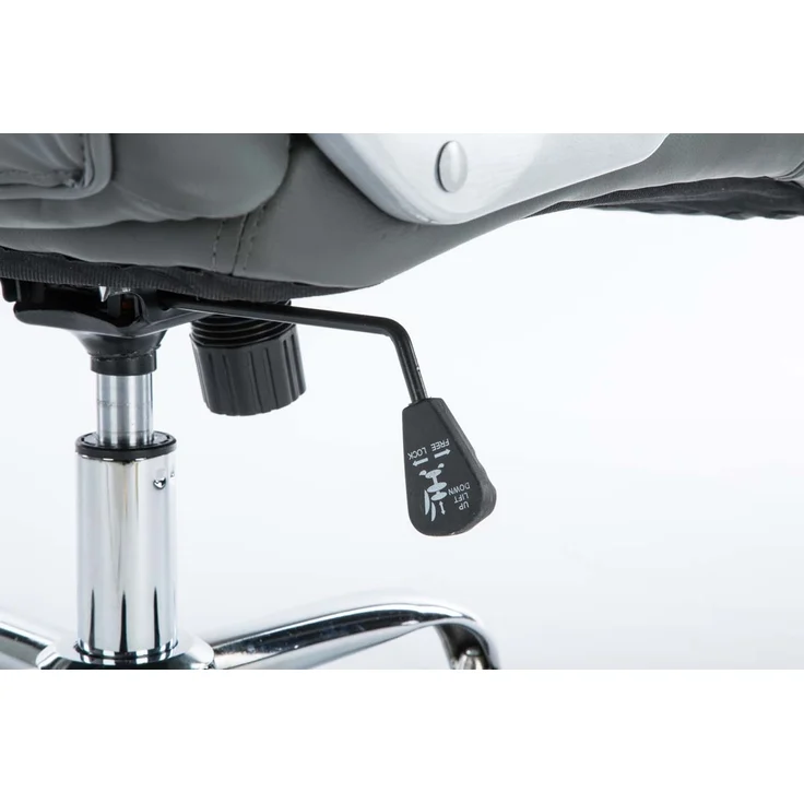 DELUKE® Bürostuhl SOUK - 116x68x77, Grau Kunstleder Metall in Chromoptik Gestell ergonomische Bürostühle Homeoffice Stuhl mit Rollen – Bild 8