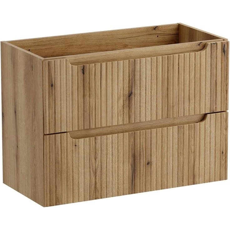 Lomadox Waschbeckenschrank NEWPORT-56-EVOKE 80 cm breit mit 2 Schubladen, Eiche mit gerillter Front – Bild 1