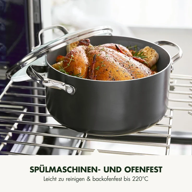 GreenPan Valencia Pro Harteloxiertes, gesundes, keramisches Non-Stick 16-teiliges Topf- und Pfannenset, Kochgeschirrset, PFAS-frei, Induktion, spülmaschinenfest, backofenfest, grau – Bild 5