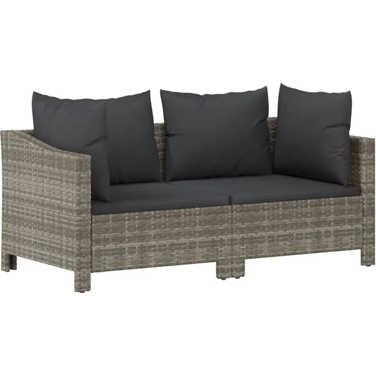 vidaXL Garten-Lounge-Set mit Kissen, 2-teilig, Polyrattan grau