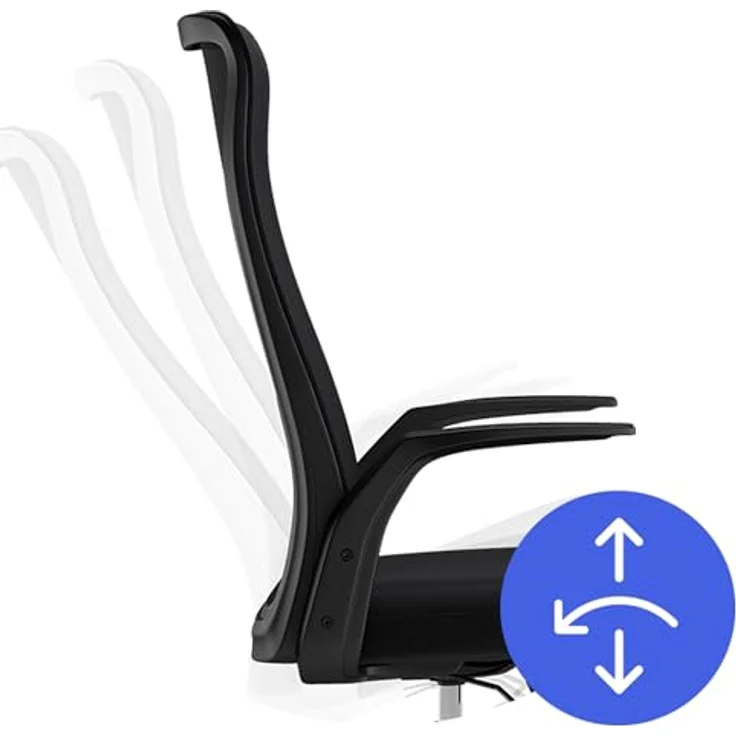 SENSE7 ergonomischer Bürostuhl Juno, Office Chair mit Wippfunktion, Armlehnen, Bürosessel mit atmungsaktiver Rückenlehne, Computerstuhl bis 130kg, Drehstuhl aus Mesh, Rückenschonend, schwarz – Bild 9