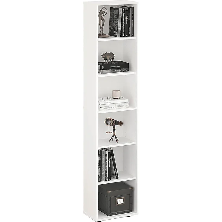 KOMTO Bücherregal Lumo 40 cm Weiß Regal mit 3, 4 or 6 Ebenen und Höhenverstellbare, Regale Standregal Aufbewahrungsregal Bookshelf – Bild 1