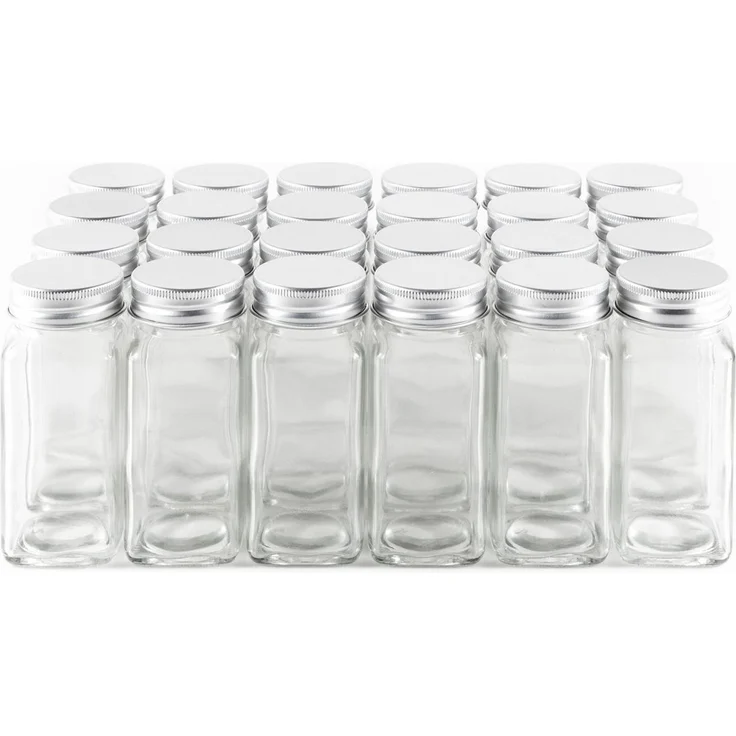 Hanseküche Gewürzbehälter Gewürzgläser Set mit Streueinsatz, Glas, (24 Gewürzgläser, 1-tlg, Set inkl. Zubehör), inkl. Ersatzstreueinsätze, Trichter und Reinigungsbürste – Bild 2