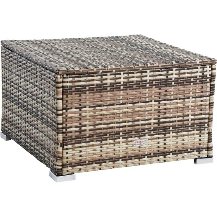 Rattanhocker Gartenhocker Hocker XXL Stuhl Polyrattan Sitzhocker Beige-Braun – Bild 3