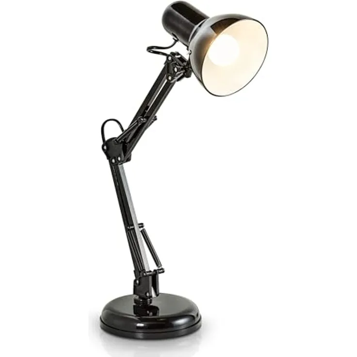B.K.Licht Tischleuchte Leselampe Schwarz Retro Metall - BKL1080, ohne Leuchtmittel, max. 40W E14 Schreibtischlampe Nachttischleuchte