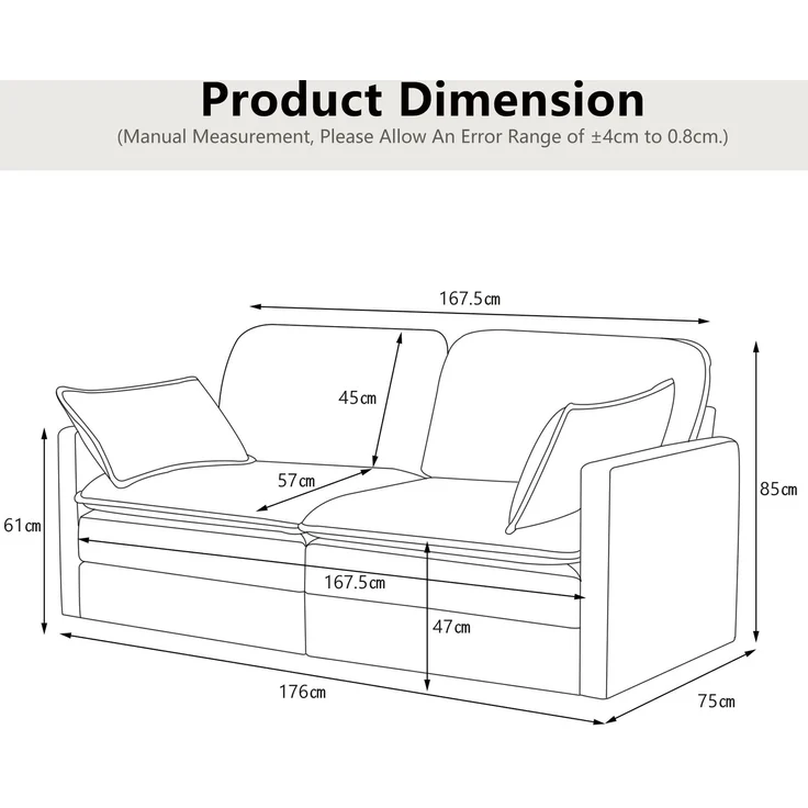 2-Sitzer Sofa mit Holzrahmen und Kordstoffbezug mit stabilen Holzfüßen, weichem atmungsaktivem Cord-Stoff,Weiß – Bild 7