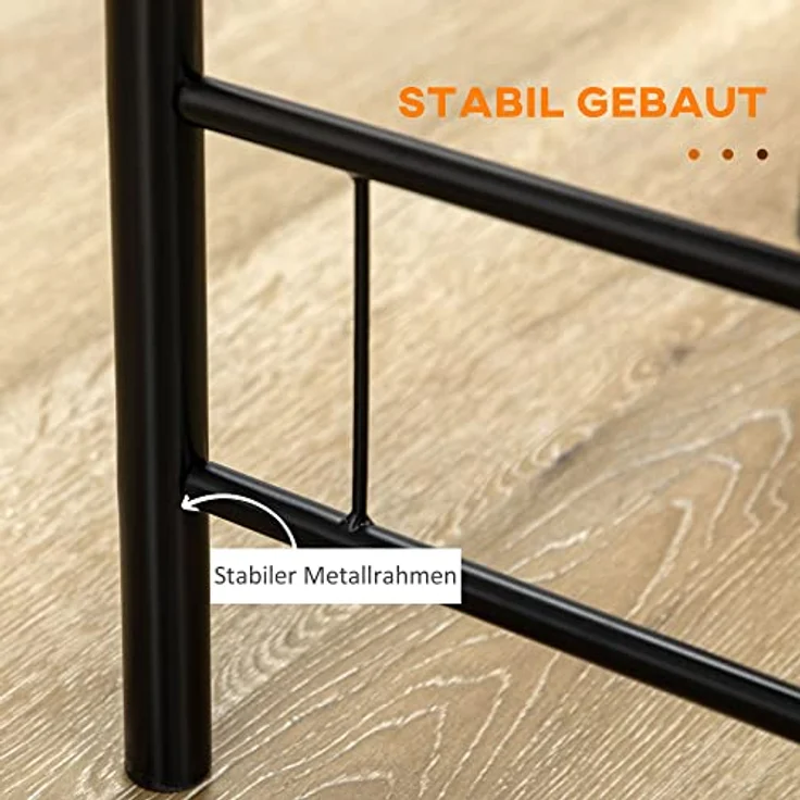 HOMCOM Essgruppe, 3-teiliges Set mit ovalem Tisch und 2 Stühlen, Schwarz, platzsparend mit Ablagefach, für Esszimmer und Küche – Bild 6
