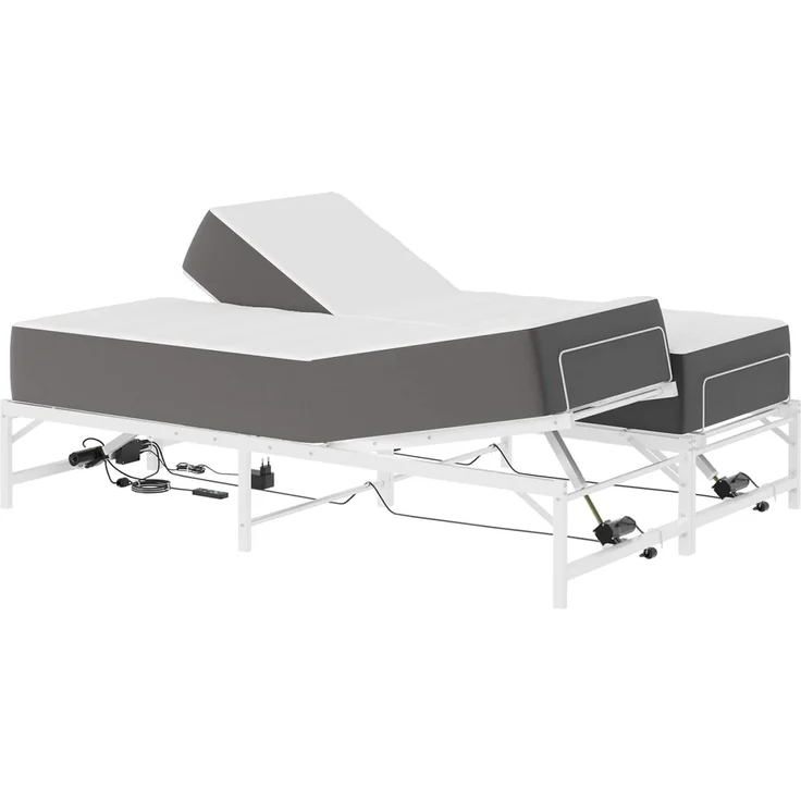 vidaXL Elektrisch verstellbares Bettgestell Weiß 140 x 200 cm Stahl 3438632 – Bild 3