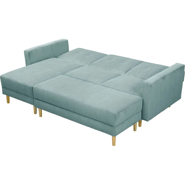 Funktionssofa mit Hocker Kattie Cordstoff eisblau – Bild 2