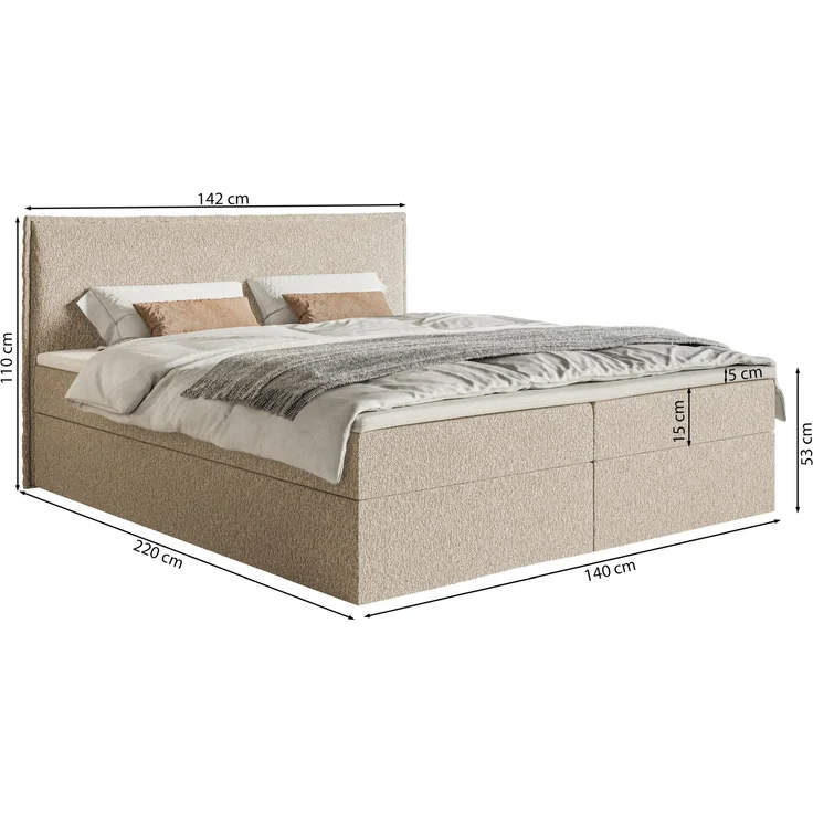 Selsey 'Softie' Boxspringbett 140x200 cm mit Topper und Stauraum, Chenille, Graphitgrau – Bild 5