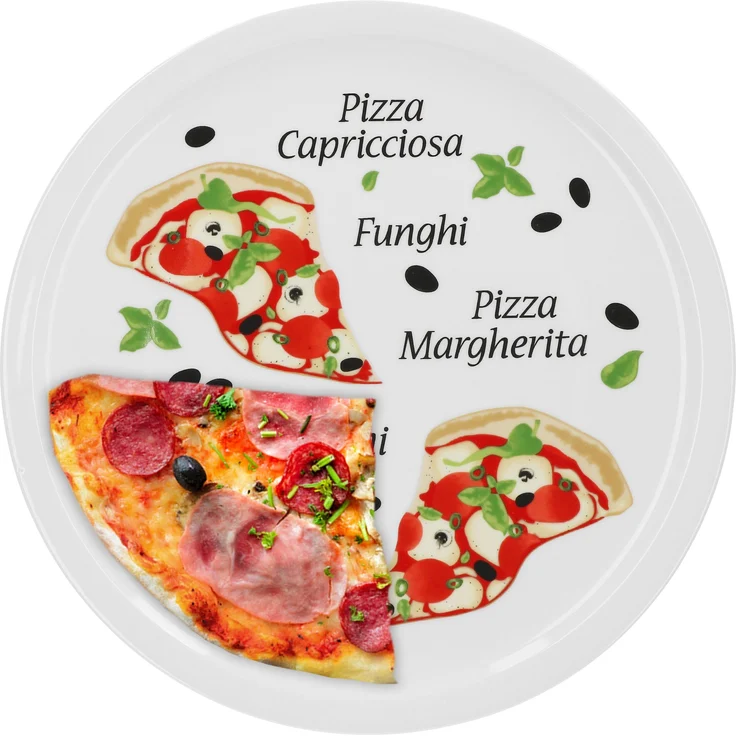 2er Pizzateller Margherita groß 30,5cm Porzellan Teller Pizzaplatte mit Motiv - für Pizza / Pasta – Bild 3